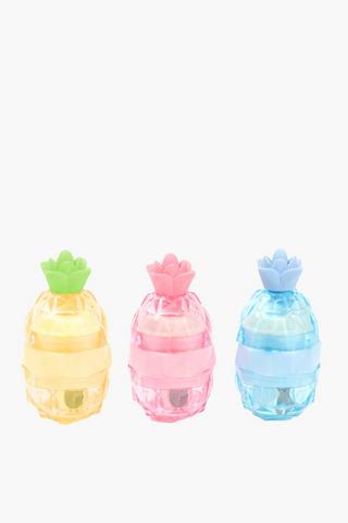 3 Pack Sharpener And Eraser Pineapple Combo