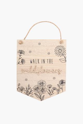 Wildflowers Script Hanging Sign, 19x25cm