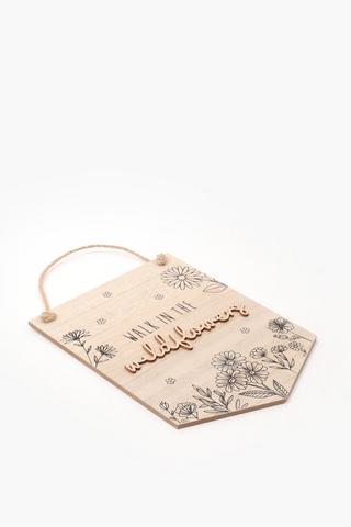 Wildflowers Script Hanging Sign, 19x25cm