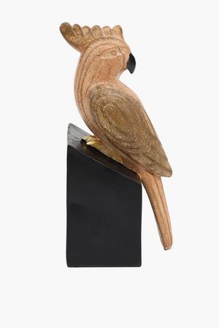 Wooden Parrot Sculpture, 19x20cm