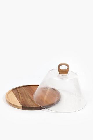 Wood And Glass Cake Stand