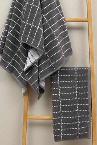 Cotton Jacquard Waterton Check Hand Towel, 50x90cm