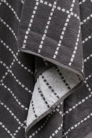 Cotton Jacquard Waterton Check Hand Towel, 50x90cm