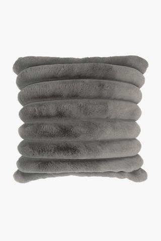 Ribbed Faux Fur Scatter Cushion, 60x60cm