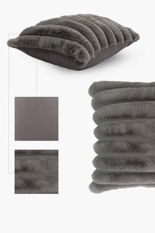 Ribbed Faux Fur Scatter Cushion, 60x60cm
