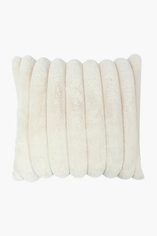 Ribbed Faux Fur Scatter Cushion, 60x60cm