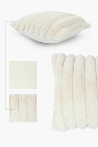 Ribbed Faux Fur Scatter Cushion, 60x60cm