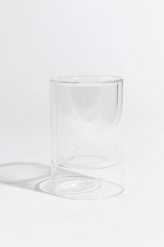 Double-wall Glass Candle Holder, 7x10cm
