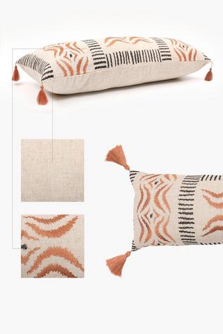 Embroidered South Bank Cotton Scatter Cushion, 30x80cm