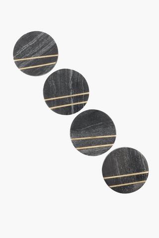 4 Pack Marble And Wood Coasters