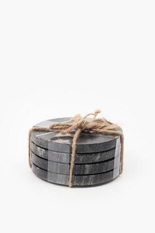 4 Pack Marble And Wood Coasters