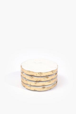 4 Pack Metallic Edge Marble Coasters
