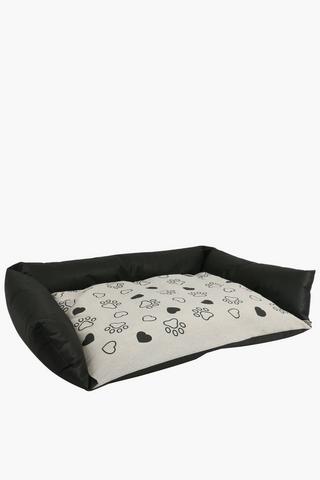 3 Side Stripe Paw Print Bed Large