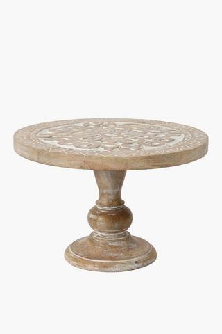 Carved Mangowood Cake Stand