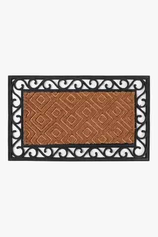 Coir Rubber Ornate Border Door Mat, 45x75cm