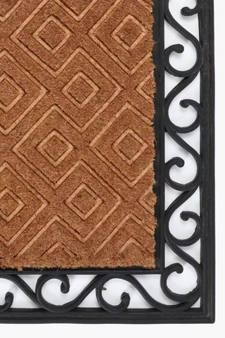 Coir Rubber Ornate Border Door Mat, 45x75cm