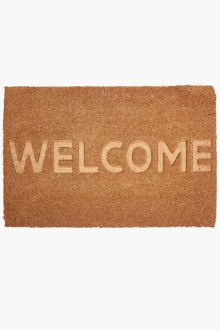 Coir Embossed Typography Door Mat, 45x75cm