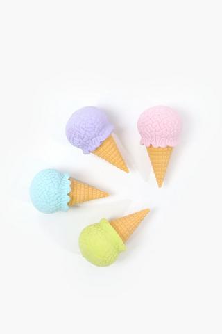 4 Pack Ice-cream Cone Eraser Set