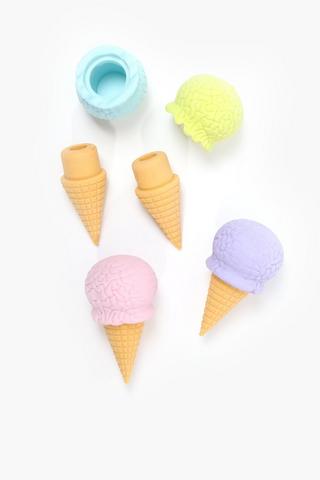 4 Pack Ice-cream Cone Eraser Set