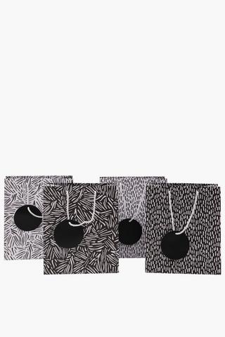 4 Pack Monochrome Abstract Gift Bag Set Medium