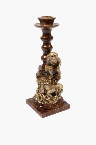 Resin Monkey Dinner Candle Holder, 8x24cm