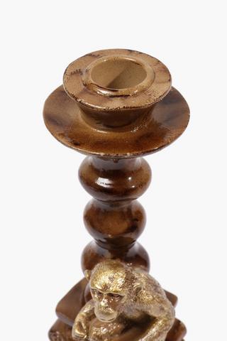Resin Monkey Dinner Candle Holder, 8x24cm