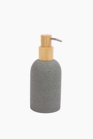 Polyresin Ribbed Bamboo Soap Dispenser
