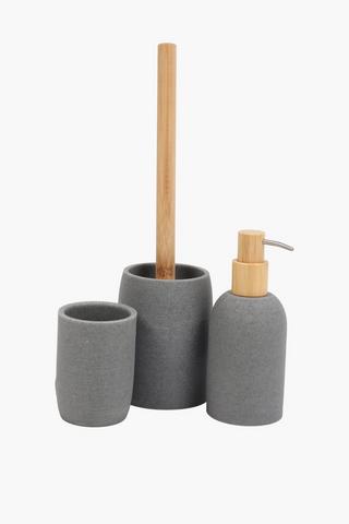Polyresin Ribbed Bamboo Soap Dispenser