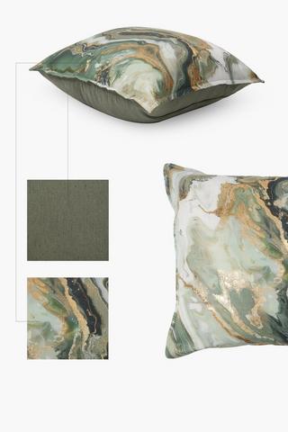 Premium Printed Mayne Marble Abstract Feather Scatter Cushion, 60x60cm