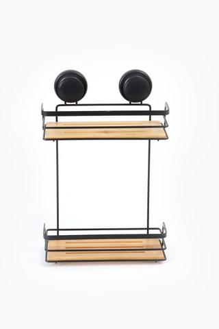 2 Tier Bamboo Suction Shower Caddy