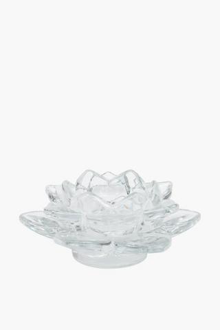 Lotus Glass Tealight Holder, 12x5cm