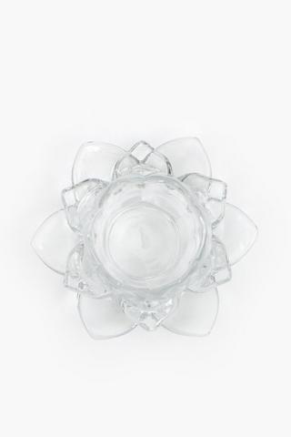 Lotus Glass Tealight Holder, 12x5cm