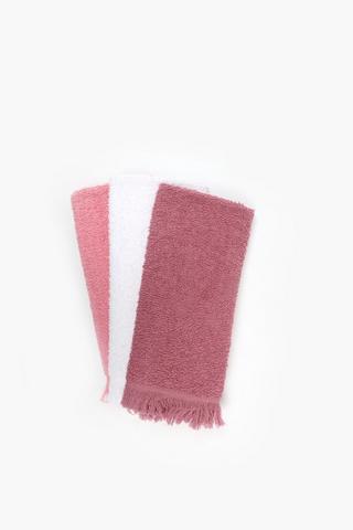 3 Piece Polycotton Fringe Guest Towel Pack
