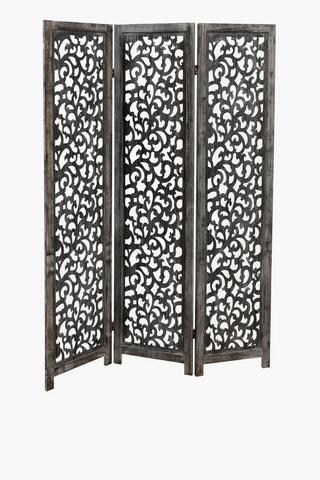 Scroll Carved 3 Panel Screen