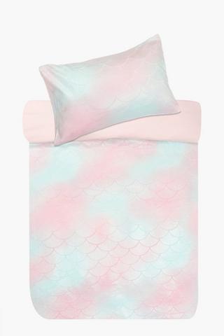 Polycotton Flannel Metallic Mermaid Duvet Cover Set