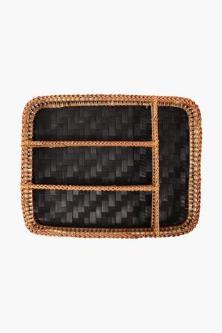 Bamboo And Rattan Cutlery Tray