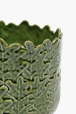 Leafy Ceramic Planter, 17x19cm