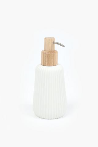 Polyresin Ribbed Bamboo Soap Dispenser