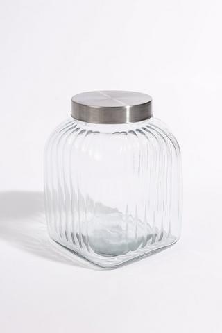 Ribbed Glass Cookie Jar