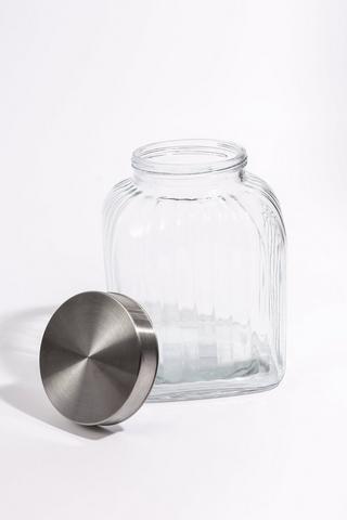 Ribbed Glass Cookie Jar