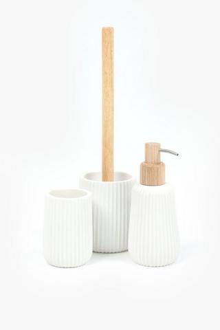 Polyresin Ribbed Bamboo Toilet Brush