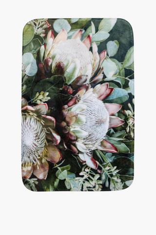 2 Piece Printed Rustic Protea Foam Bath Mat Set