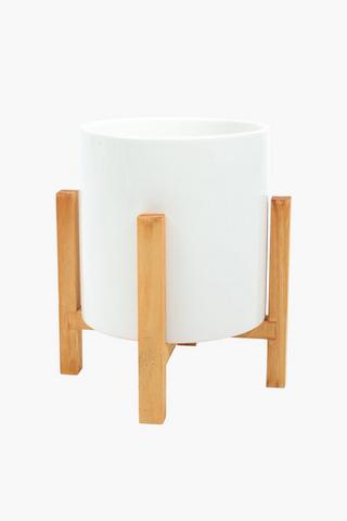 Ceramic Wood Stand Planter, 16x22cm
