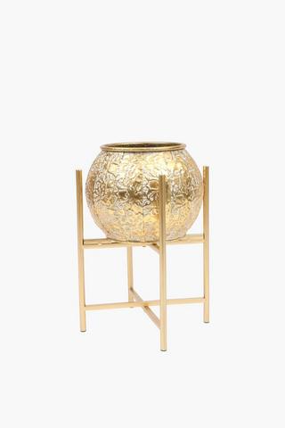 Antique Metal Standing Planter, 25x40cm