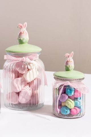 Easter Bunny Glass Jar, Medium