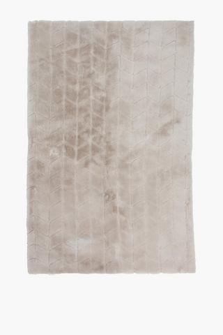 Faux Fur Embossed Grid Rug, 120x180cm