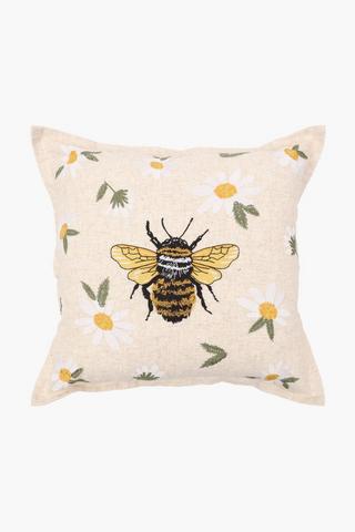 Embroidered Petal Bee Scatter Cushion, 50x50cm