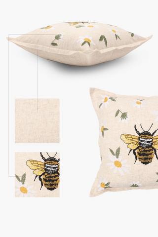 Embroidered Petal Bee Scatter Cushion, 50x50cm