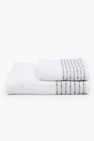 Cotton Embroidered Longworth Urban Stripe Hand Towel