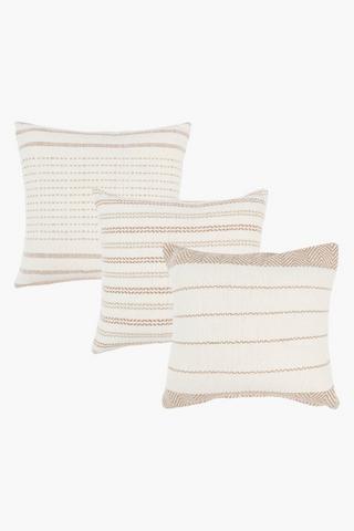 3 Pack Textured Toronto Scatter Cushion Covers, 45x45cm